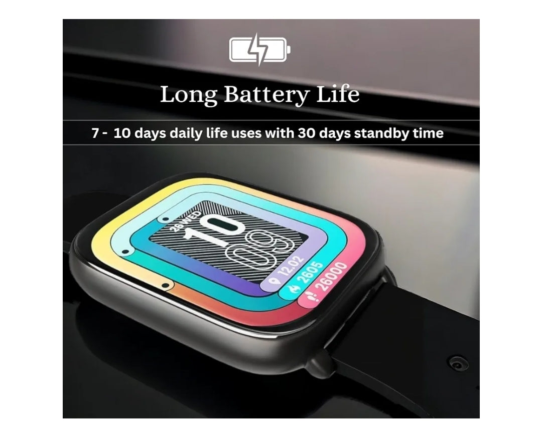 Hungama HiLife G1 Bluetooth Calling Smartwatch with 1.75"(4.4cm) Full Touch HD Display, Built in Speaker and Mic, SpO2, Blood Pressure & Heart Rate Monitor,IP67 Waterproof, Multiple Watch Faces
