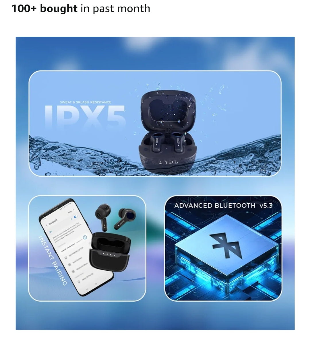 beatXP Pulse XPods Bluetooth True Wireless Ear Buds with 40H Playtime, Dual Mic AI ENC, Low Latency for Gaming Mode, Type C Earphone with 10mm Drivers, IPX5, BT 5.3, Touch Control (Black)