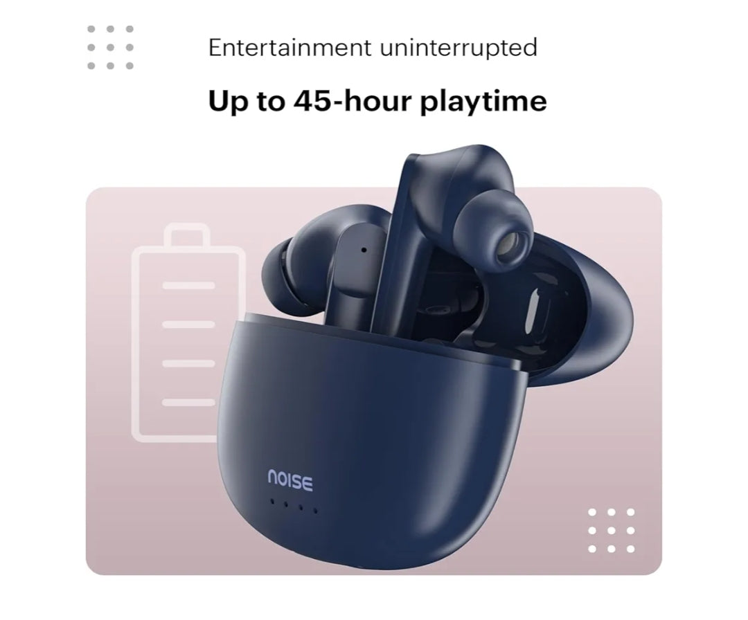Noise Buds VS104 Truly Wireless in Earbuds with 45H of Playtime, Quad Mic with ENC, Instacharge(10 Min=200 Min), 13Mm Driver,Low Latency, BT V5.2 (Midnight Blue)
