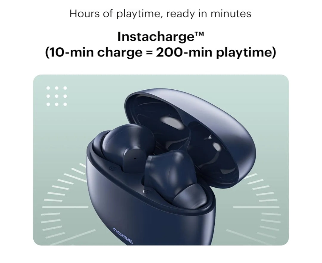 Noise Buds VS104 Truly Wireless in Earbuds with 45H of Playtime, Quad Mic with ENC, Instacharge(10 Min=200 Min), 13Mm Driver,Low Latency, BT V5.2 (Midnight Blue)