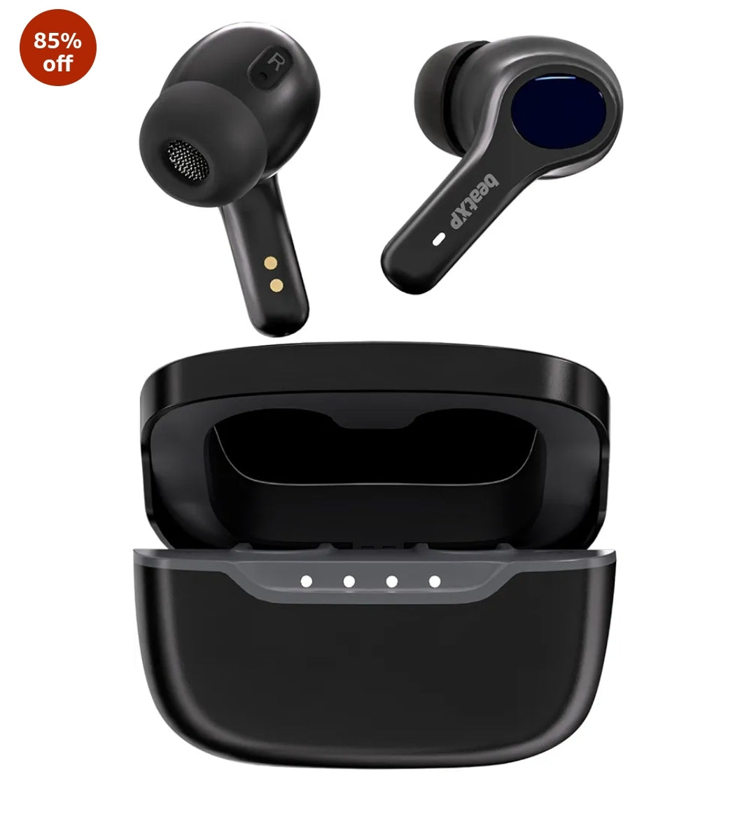 beatXP Pulse XPods Bluetooth True Wireless Ear Buds with 40H Playtime, Dual Mic AI ENC, Low Latency for Gaming Mode, Type C Earphone with 10mm Drivers, IPX5, BT 5.3, Touch Control (Black)