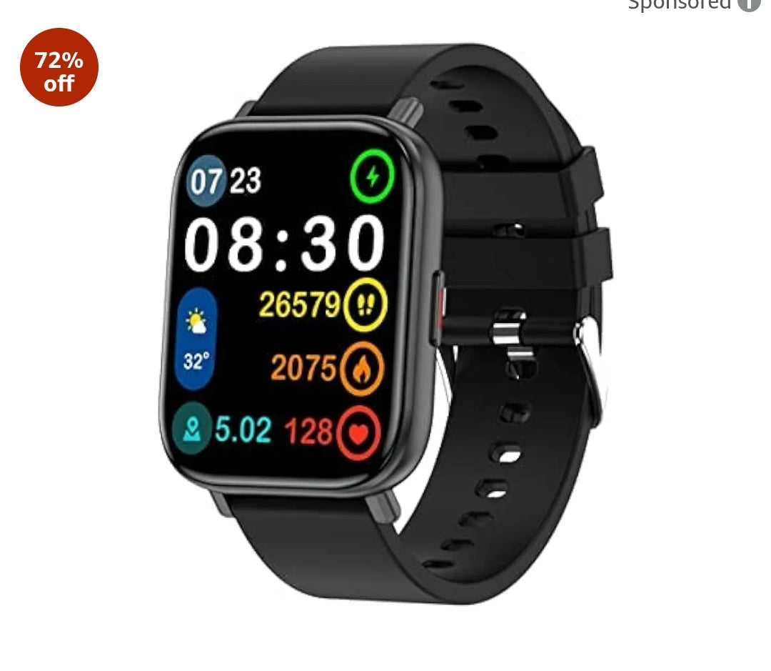 Hungama HiLife G1 Bluetooth Calling Smartwatch with 1.75"(4.4cm) Full Touch HD Display, Built in Speaker and Mic, SpO2, Blood Pressure & Heart Rate Monitor,IP67 Waterproof, Multiple Watch Faces