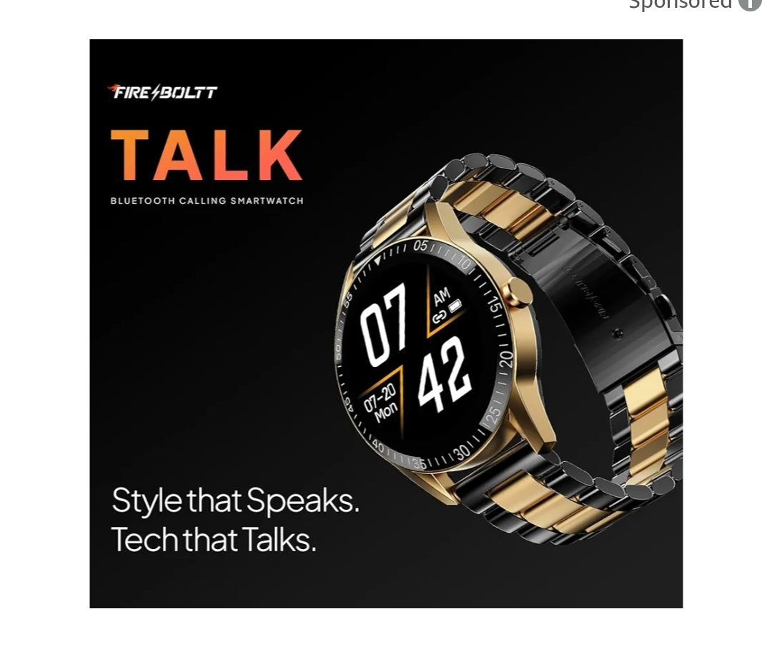 Fire-Boltt Talk Bluetooth Calling Smartwatch, 1.39" TFT Display with Dual Button, Hands On Voice Assistance, 120 Sports Modes, in Built Mic & Speaker (Talk, Black Dual)