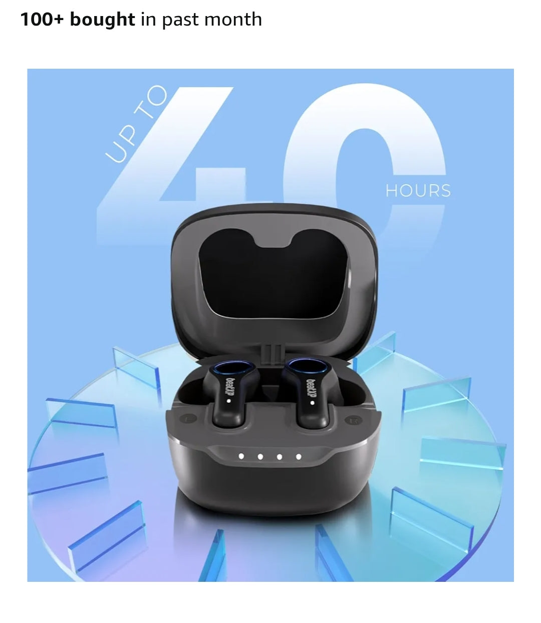 beatXP Pulse XPods Bluetooth True Wireless Ear Buds with 40H Playtime, Dual Mic AI ENC, Low Latency for Gaming Mode, Type C Earphone with 10mm Drivers, IPX5, BT 5.3, Touch Control (Black)