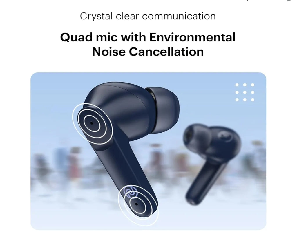 Noise Buds VS104 Truly Wireless in Earbuds with 45H of Playtime, Quad Mic with ENC, Instacharge(10 Min=200 Min), 13Mm Driver,Low Latency, BT V5.2 (Midnight Blue)