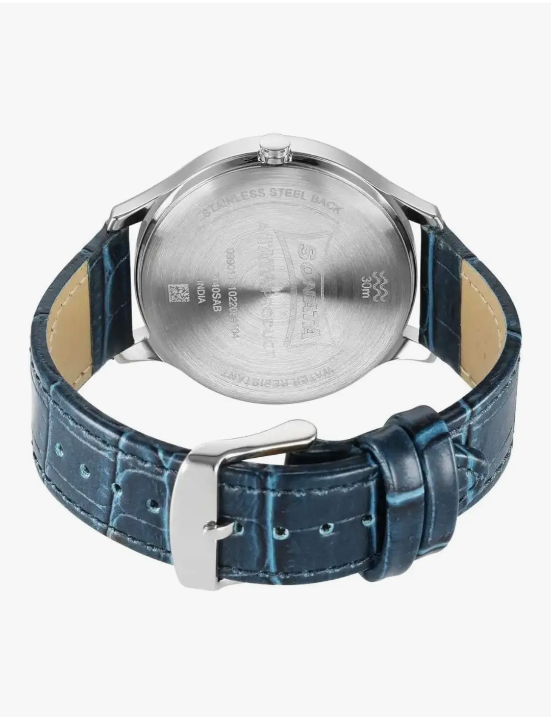 Sonata Unveil Quartz Multifunction Silver Dial Leather Strap Watch for Men-7140SL06