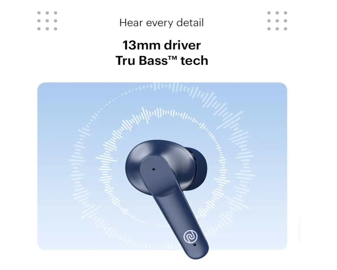 Noise Buds VS104 Truly Wireless in Earbuds with 45H of Playtime, Quad Mic with ENC, Instacharge(10 Min=200 Min), 13Mm Driver,Low Latency, BT V5.2 (Midnight Blue)
